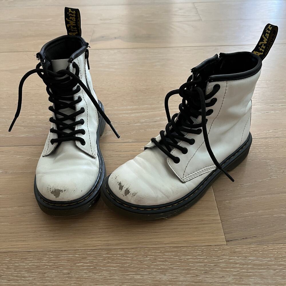 Dr. Martens Kids' 1460 Romario White Leather Boots